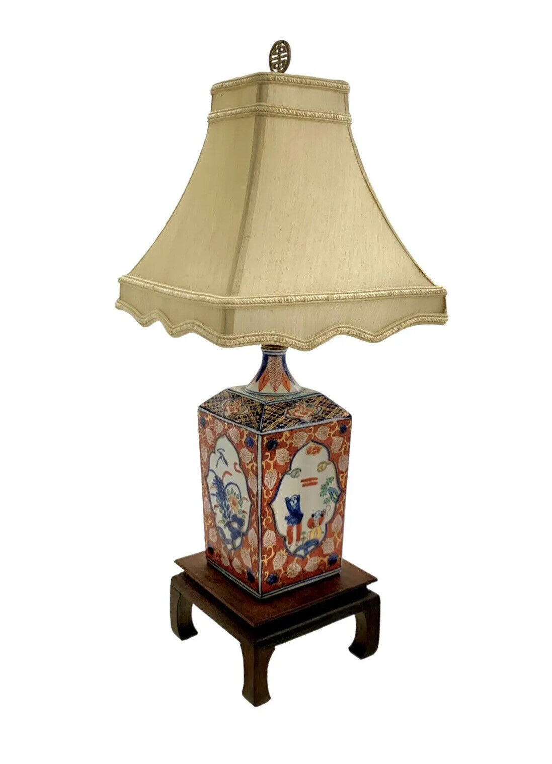 Lamp Asian Imari Style Porcelain jar Hand Painted Old Vintage Oriental Decor