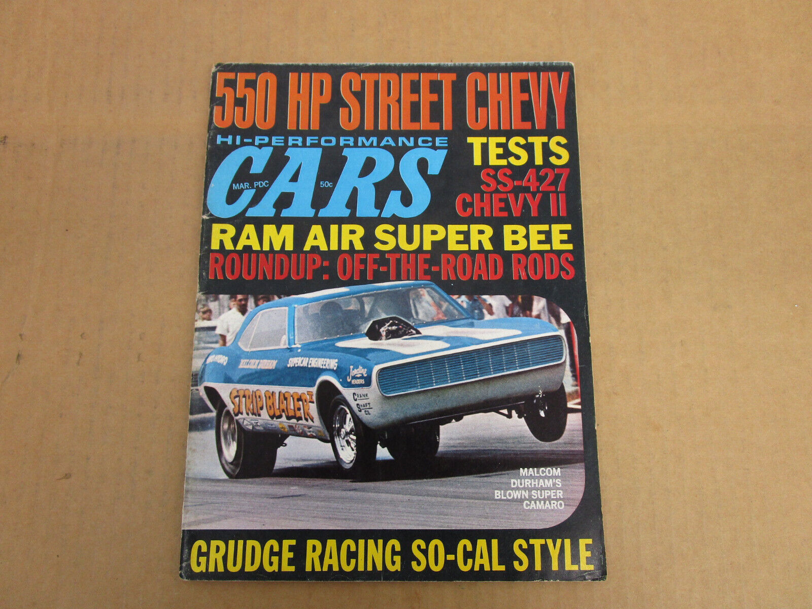 HI-PERFORMANCE CARS magazine March 1969 drag race muscle Chevy II Super Bee