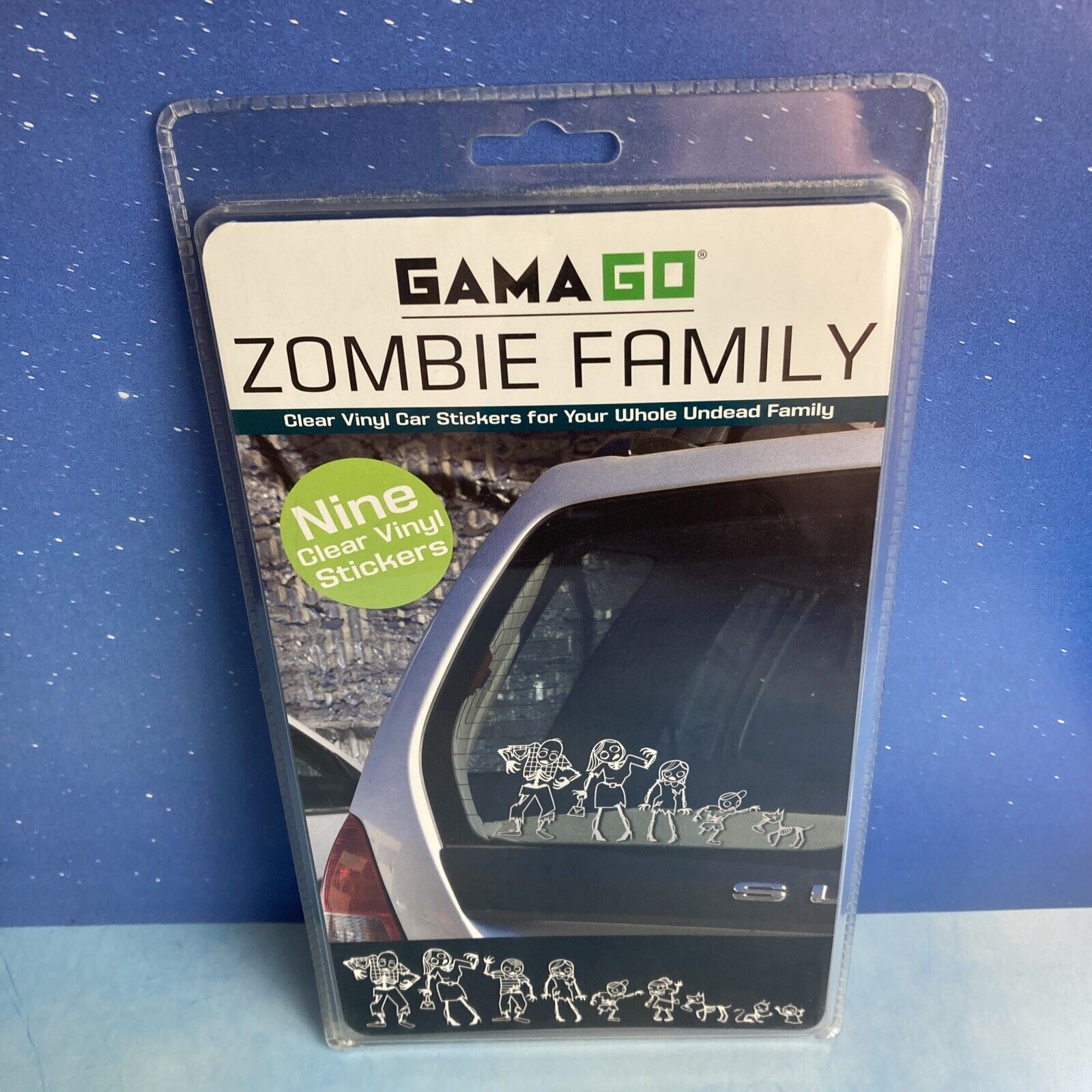 Zombie Family Car Stickers~9 Clear Vinyl Stickers~New/Sealed GamaGo ~ FREESHIP