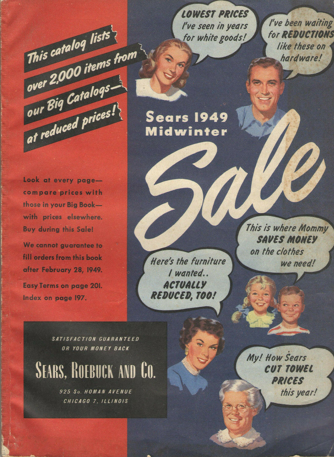 VINTAGE 1949 SEARS MIDWINTER SALE CATALOG 275+ PAGES CLOTHING/TOOLS/SPORTING/+
