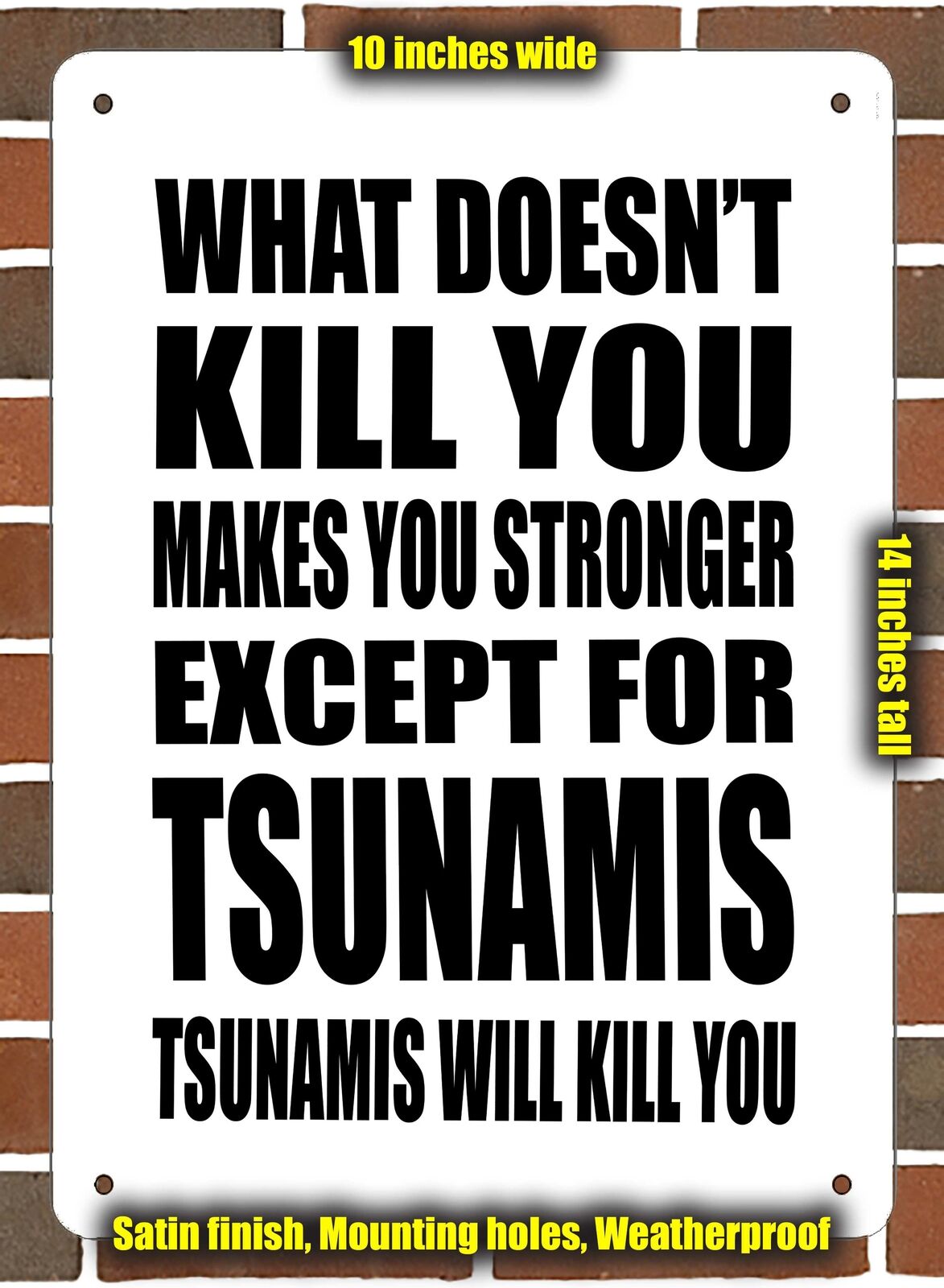 Metal Sign - TSUNAMIS Will Kill You.- 10x14 inches