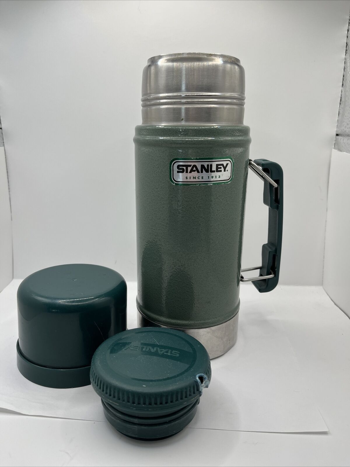 Vintage Green Stanley Thermos Bottle Three Piece Insulated Vacuum 24 Ounce