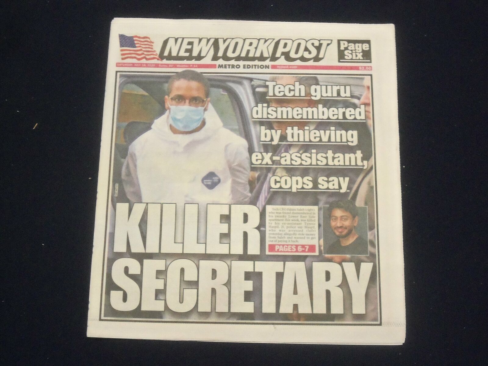 2020 JULY 18 NEW YORK POST NEWSPAPER - FAHIM SALEH KILLER TYRESE HASPIL ARRESTED