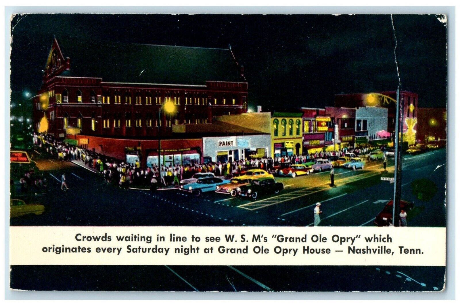 1981 Grand Oley Opry House Night Exterior Nashville Tennessee Vintage Postcard
