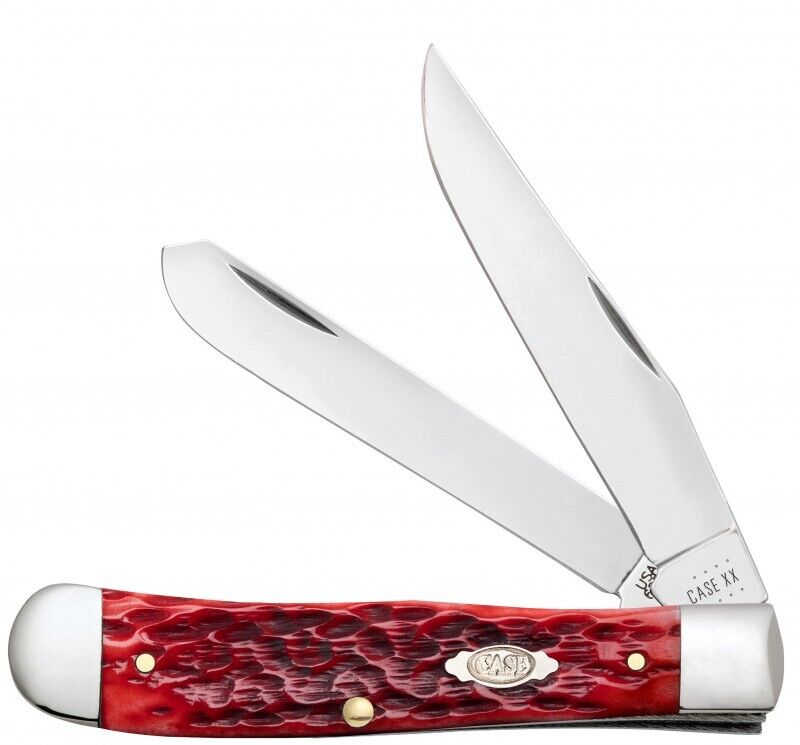 Case xx Trapper Knife Jigged Dark Red Bone CS Steel 31950 Pocket Knives