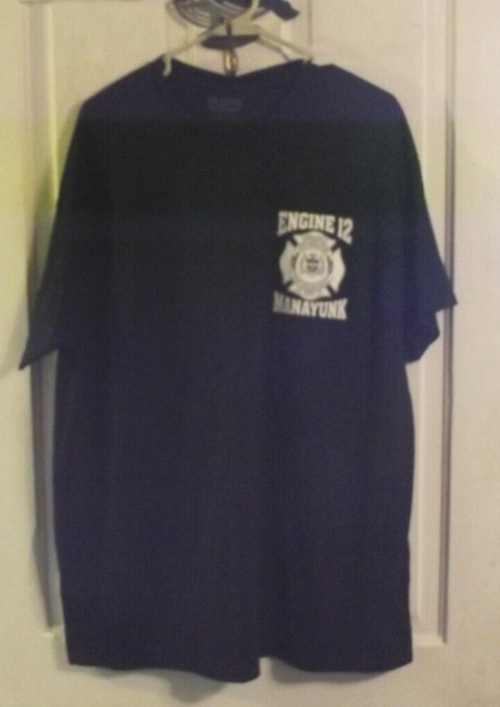 Philadelphia Fire Dept. Engine 12 Manayunk Black T-Shirt (XL) Cotton/Poly