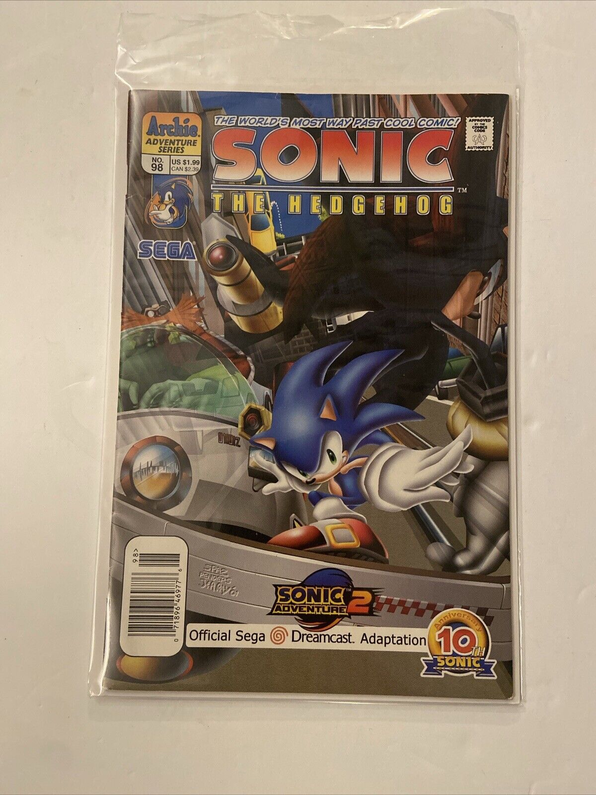 Sonic The Hedgehog Comic #98 1st Shadow Appearance RARE Archie Dreamcast 