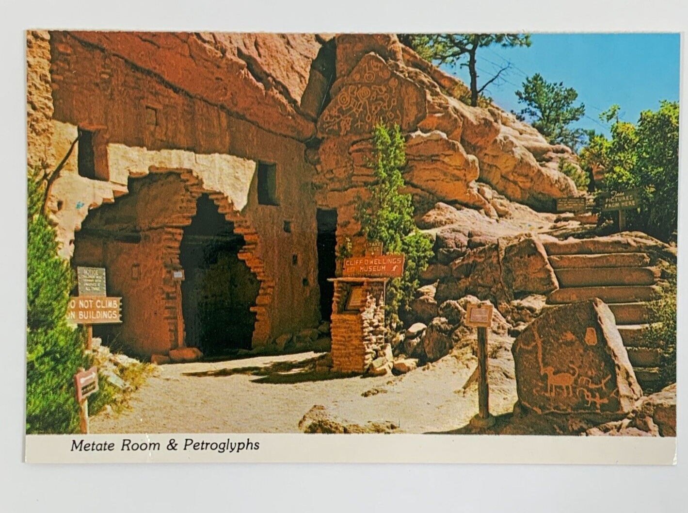 Metate Room & Petroglyphs Cliff Dwellings Museum Manitou Springs CO Postcard
