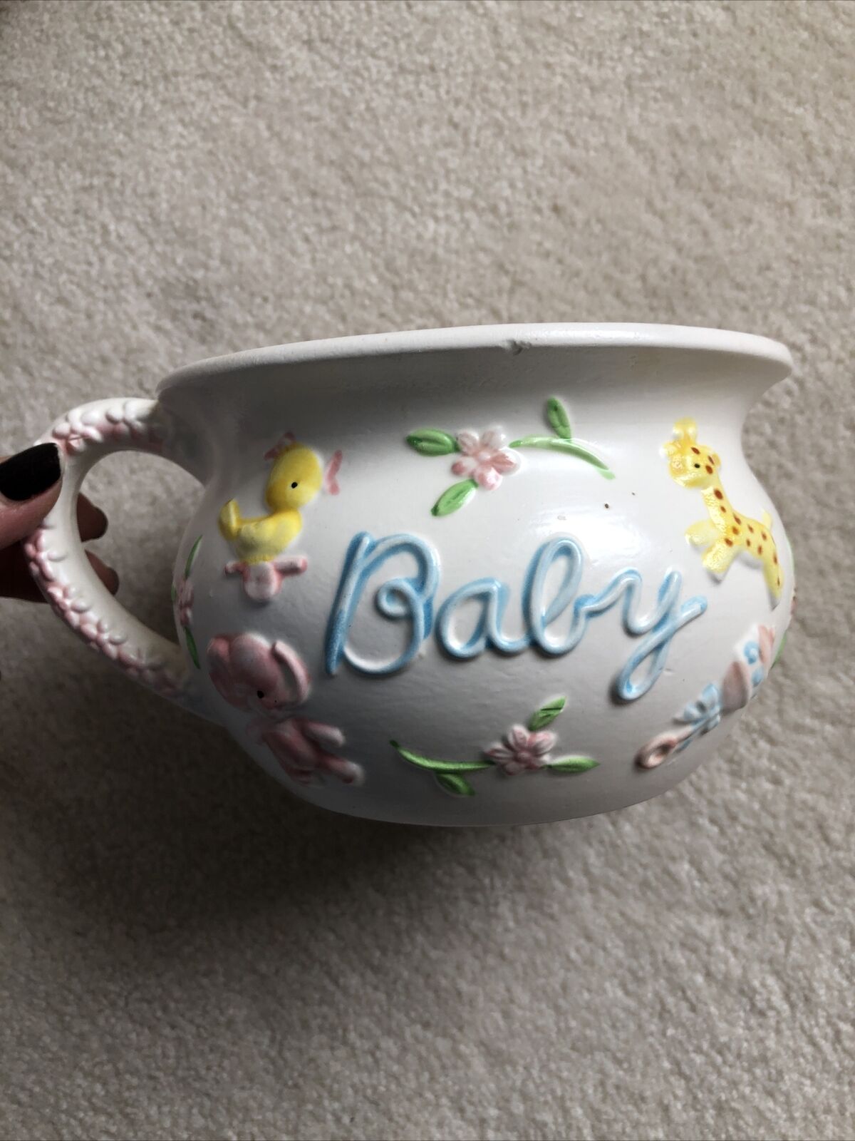 Vintage Nursery Ceramic Baby Chamber Potty Planter