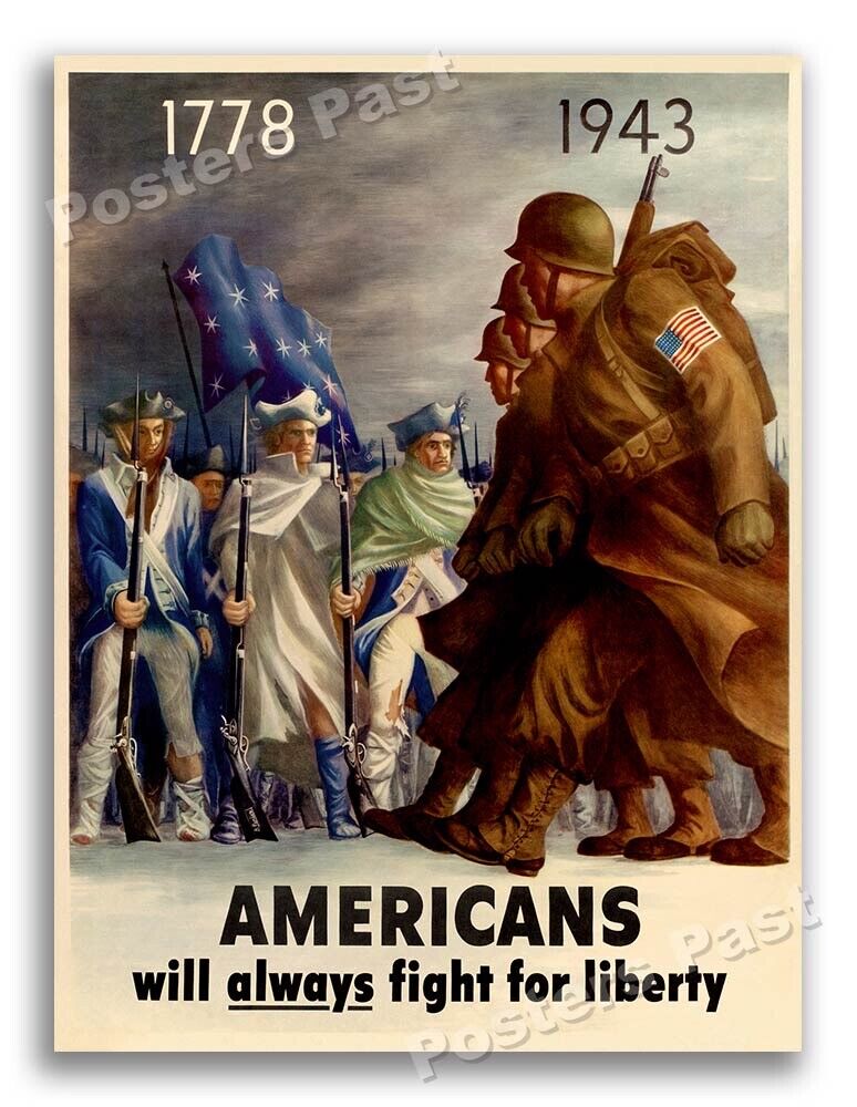 “Americans will always fight” 1943 Vintage Style World War 2 Poster - 24x32