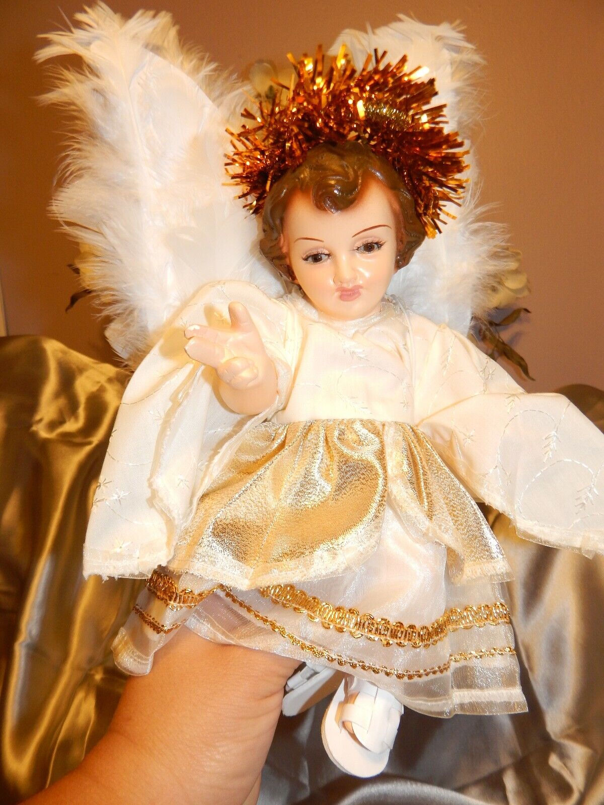 Angel del arpa Vestido para nino Dios baby Jesus dress medida 20 centimetros