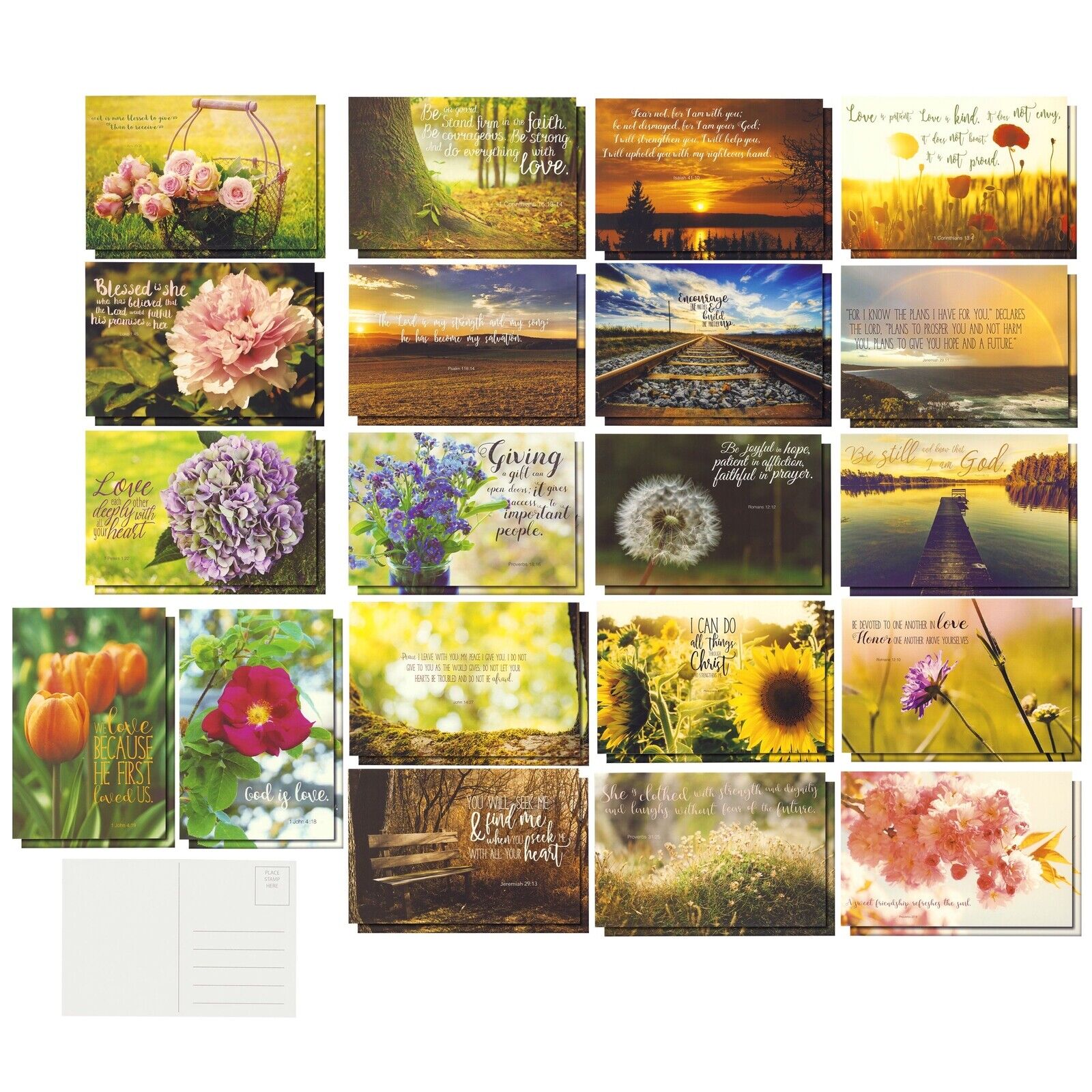40 Pack Blank 4x6 Bible Verse Postcards, Inspirational Quotes from Scripture