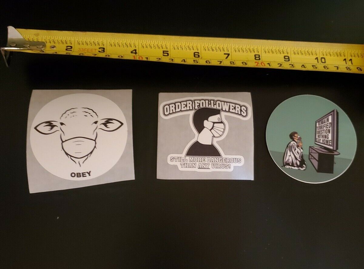 HOAX 2020 PLANDEMIC Sticker Lot of 3 FAKE NEWS SHEEPLE OBEY GREAT RESET FRAUD 😷