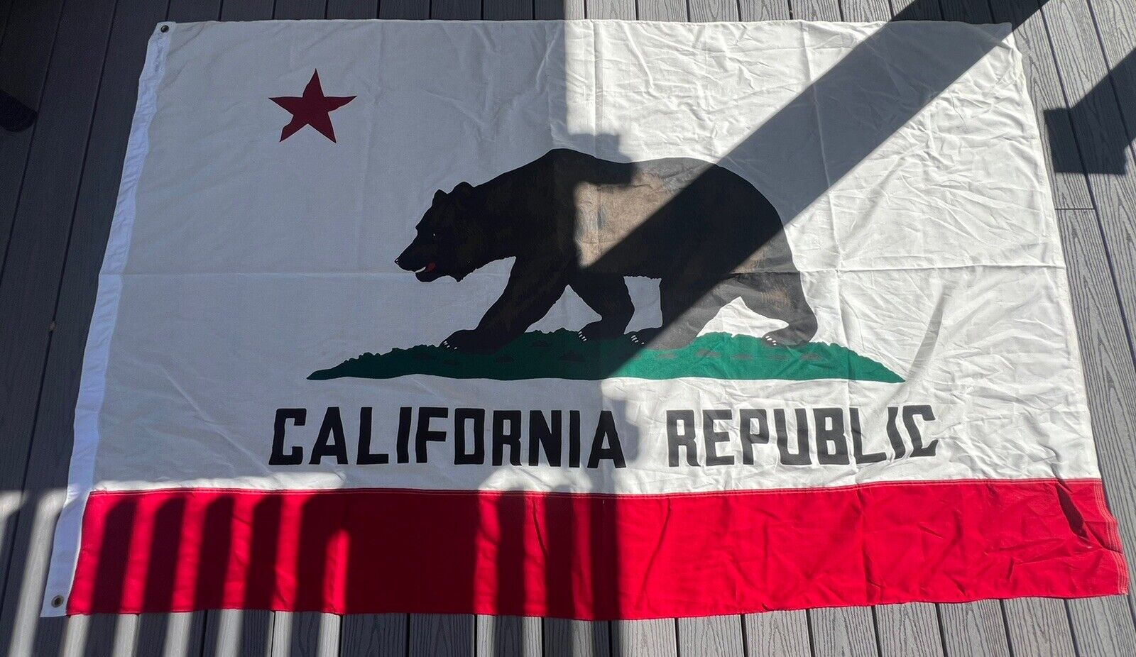 Vintage 5’x7’ California Republic Cloth Flag NICE 