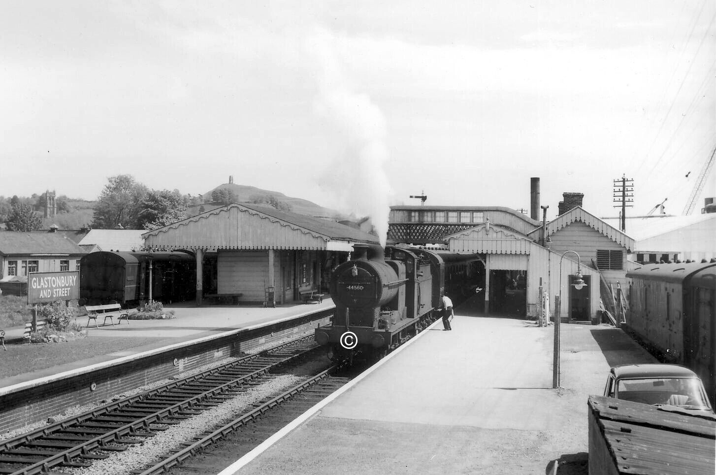 GLASONBURY & STREET RAILWAY STATION, SOMERSET c1960 Loco; 44560 PHOTO 12 x 8