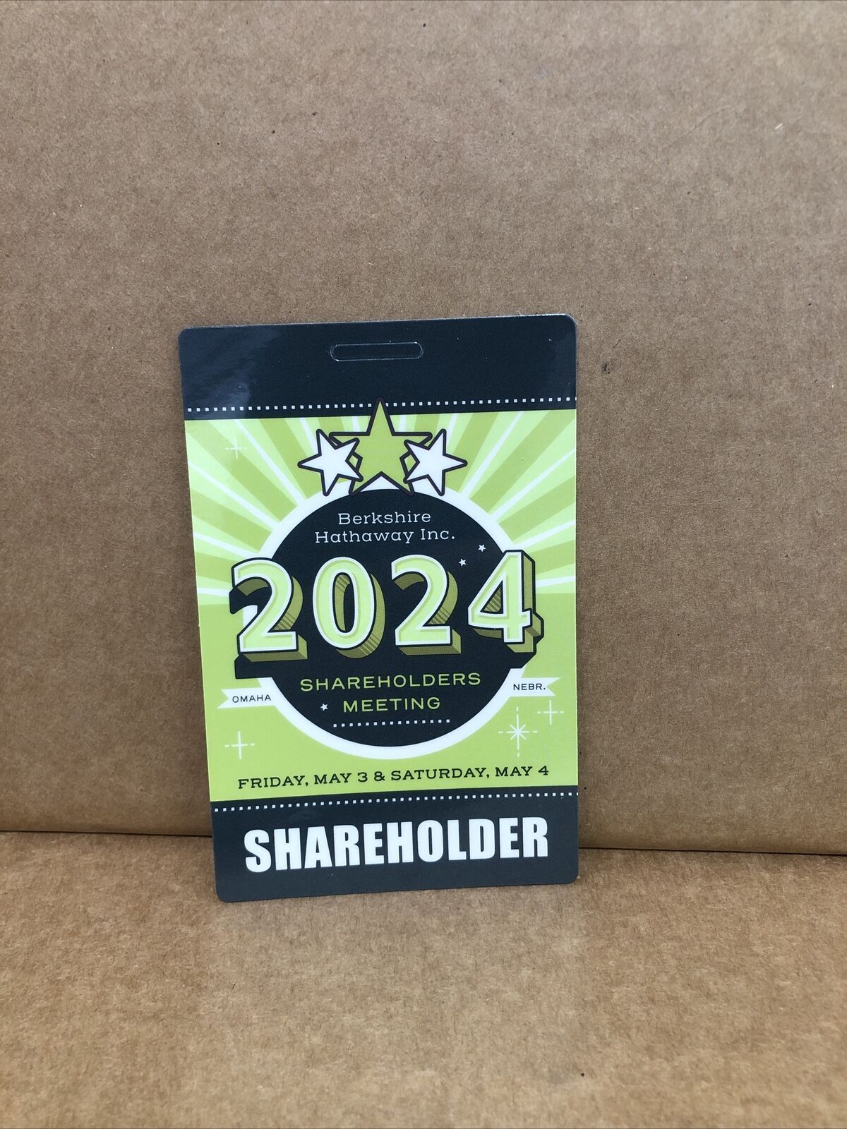 BERKSHIRE HATHAWAY 2024 shareholder meeting credential badges (1 PASS) May 4