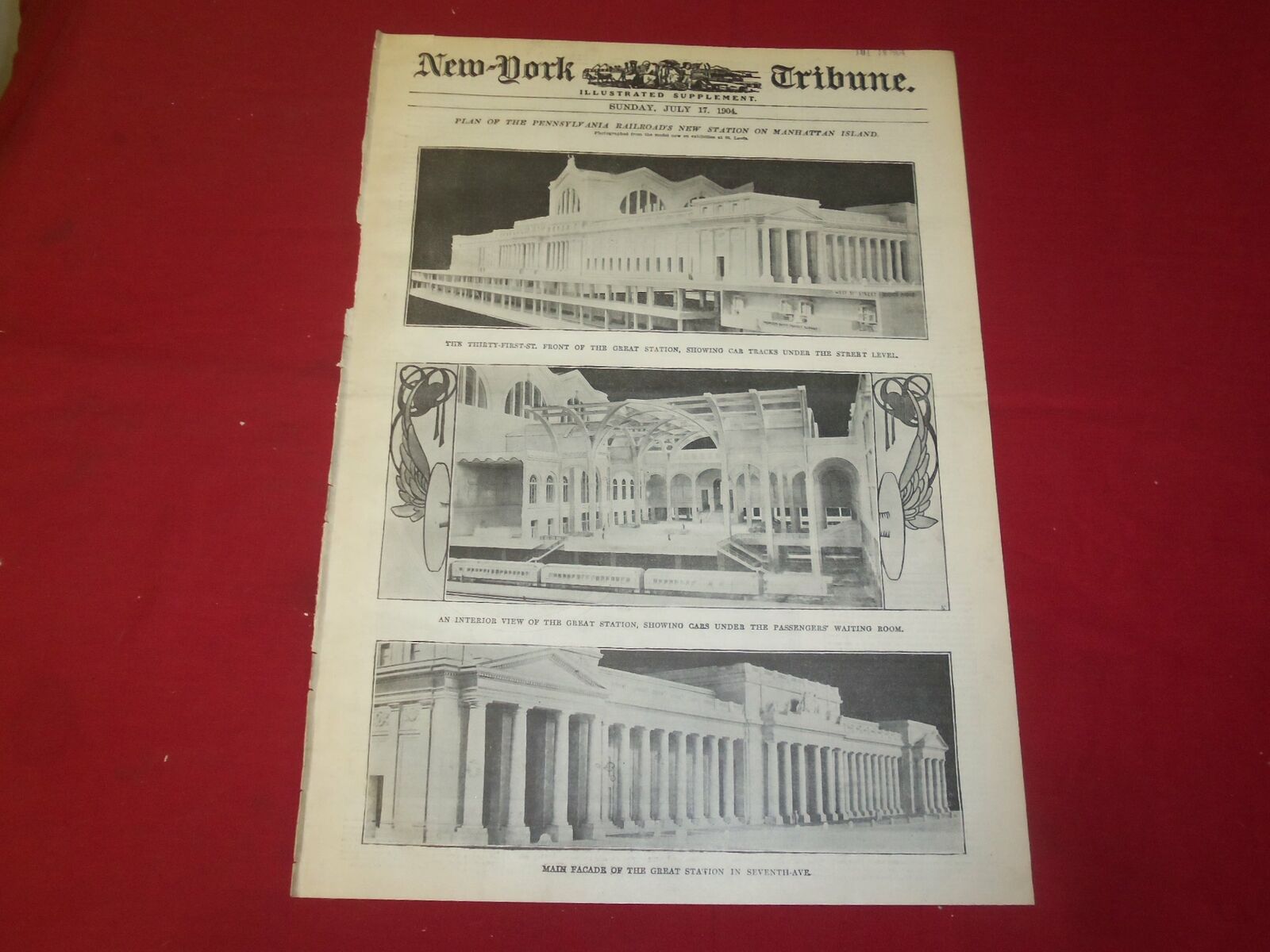 1904 JULY 17 NEW YORK TRIBUNE ILLUS. SUPPLEMENT NEWSPAPER -PENN STATION- NP 3662