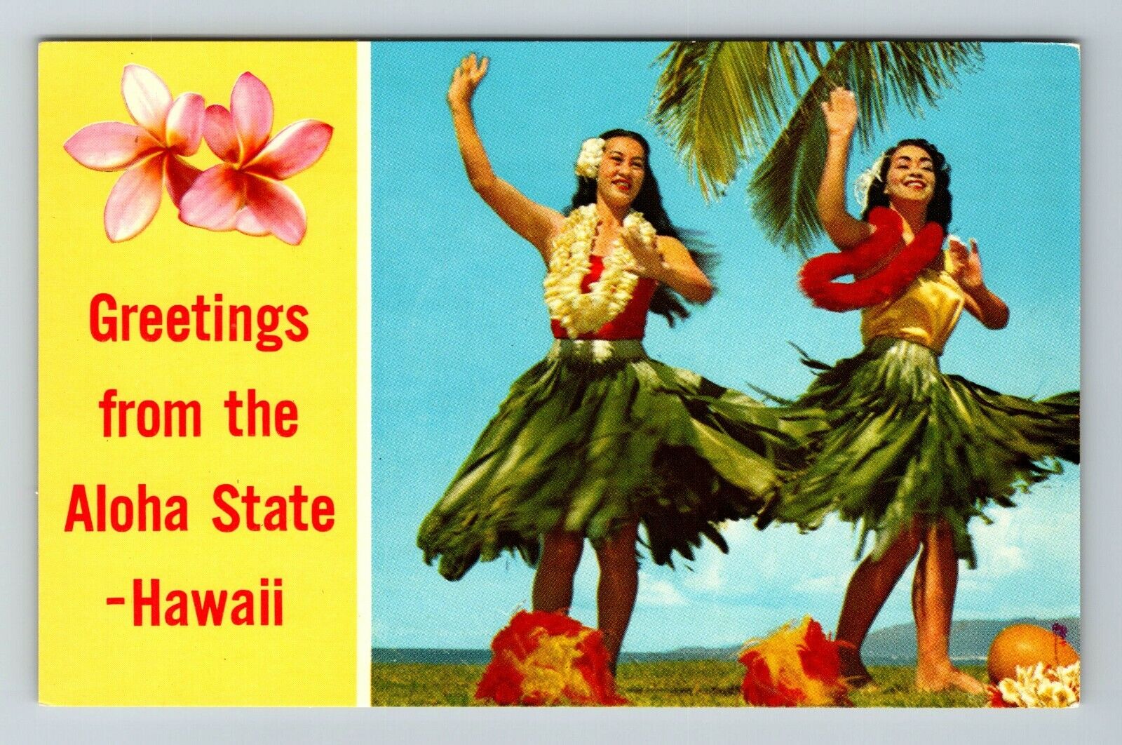 HI-Hawaii, Greetings From Aloha State, Hula Maidens, Vintage Postcard