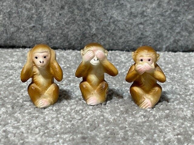 3 Wise Monkeys Figurines Set Hear See Speak No Evil Three Statue Sculpture Art