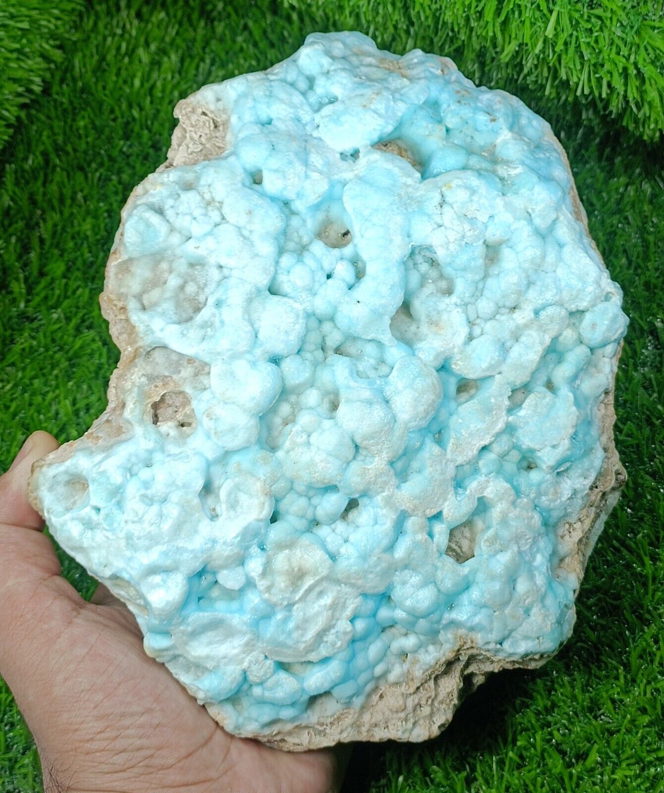 2122 GM Blue Aragonite Specimen with nice color & formation from Afghanistan