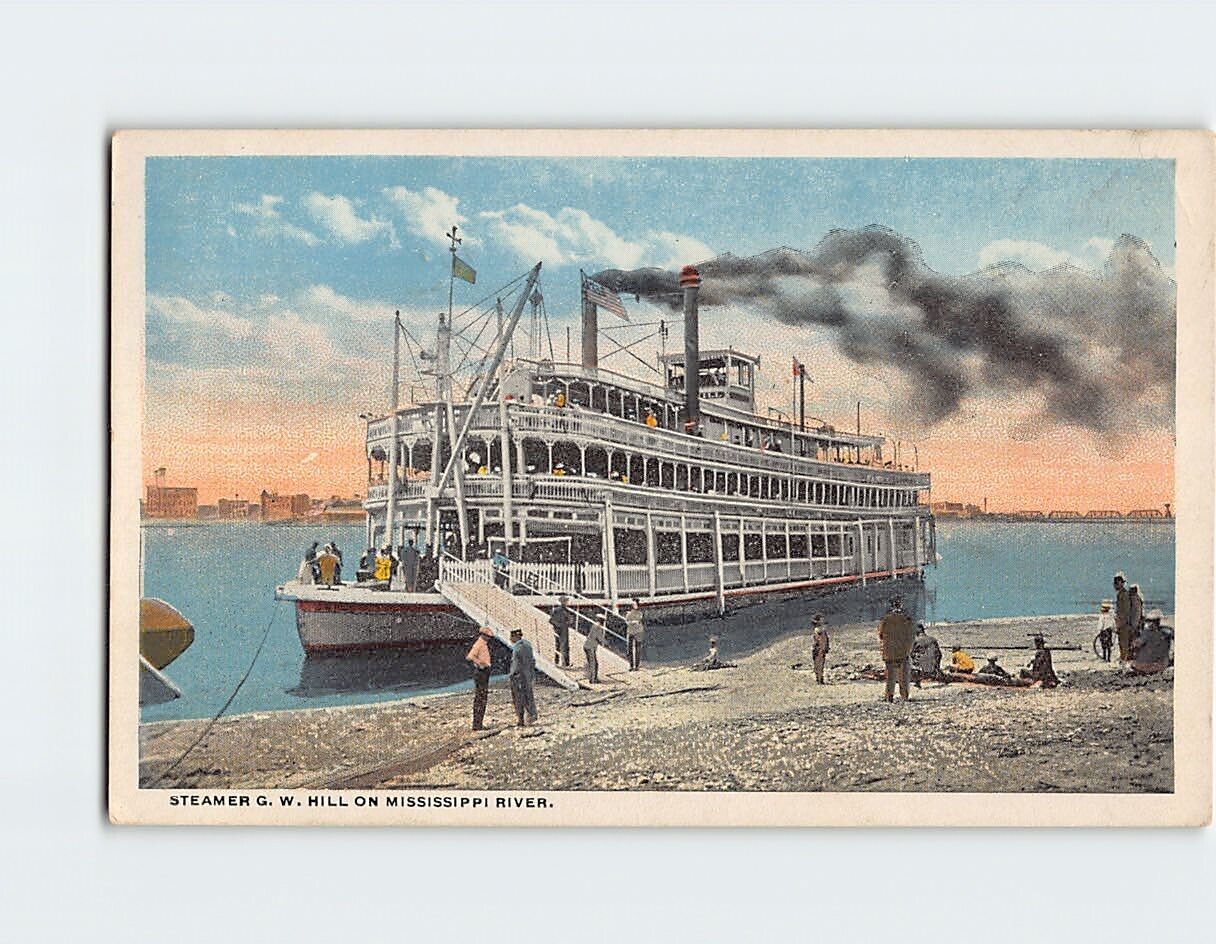 Postcard Steamer G. W. Hill On Mississippi River USA