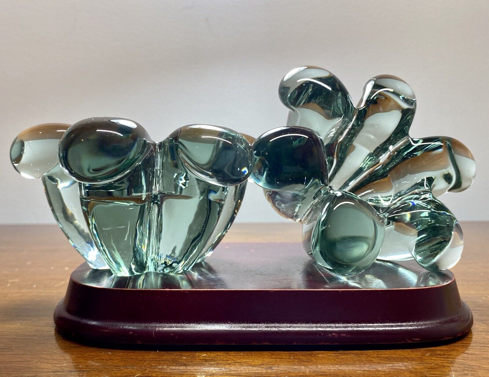 *PAIR* 1950’s French MCM Vallerysthal Art Glass Verrier Candle Holders Signed