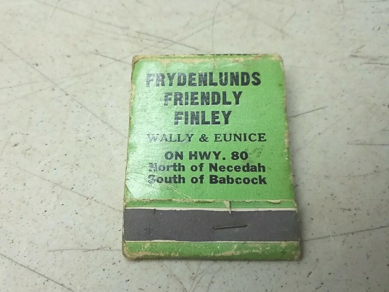 Frydenlunds Friendly Finley Beer Liquor Highway 80 Vintage Advertising Matchbook