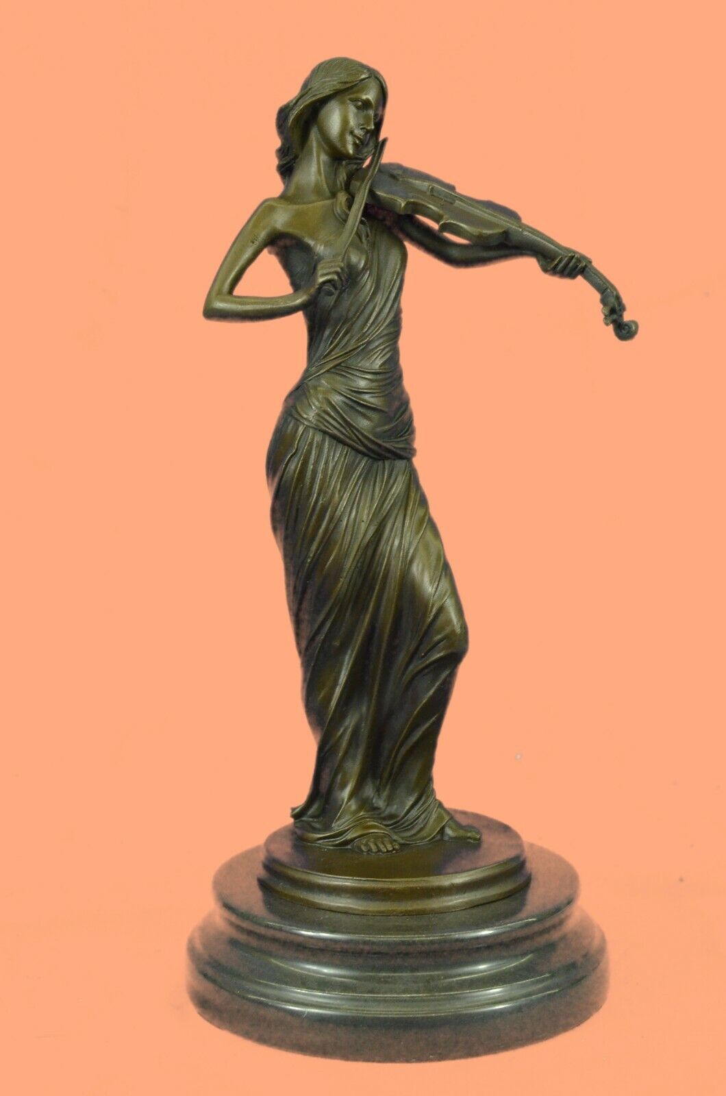 Bronze sculpture Hand Made Violin Payer Music trophy Museum Quality Work Gift