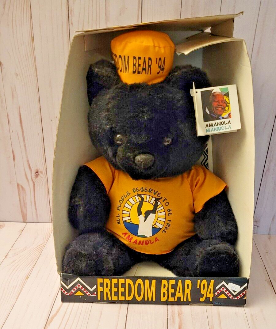 Nelson Mandela Freedom Bear \'94 Black Still In Box Extremely rare