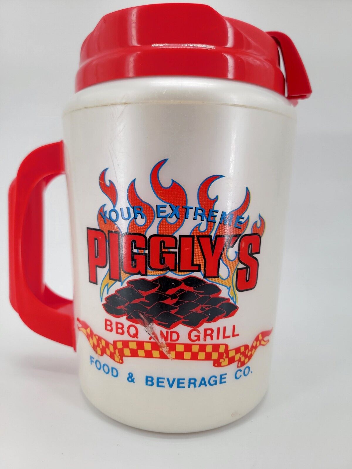 Vintage Aladdin Your Extreme Piggly's BBQ and Grill Insulated Mug Cup