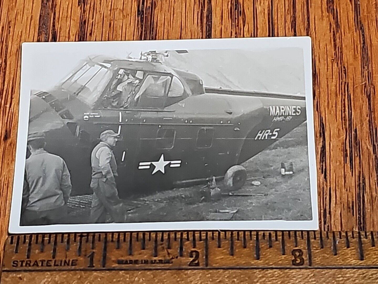 1951 Original Photo HMR-161 Wrecked HRS-1 Helicopter HR-5 Collapsed Strut Korea