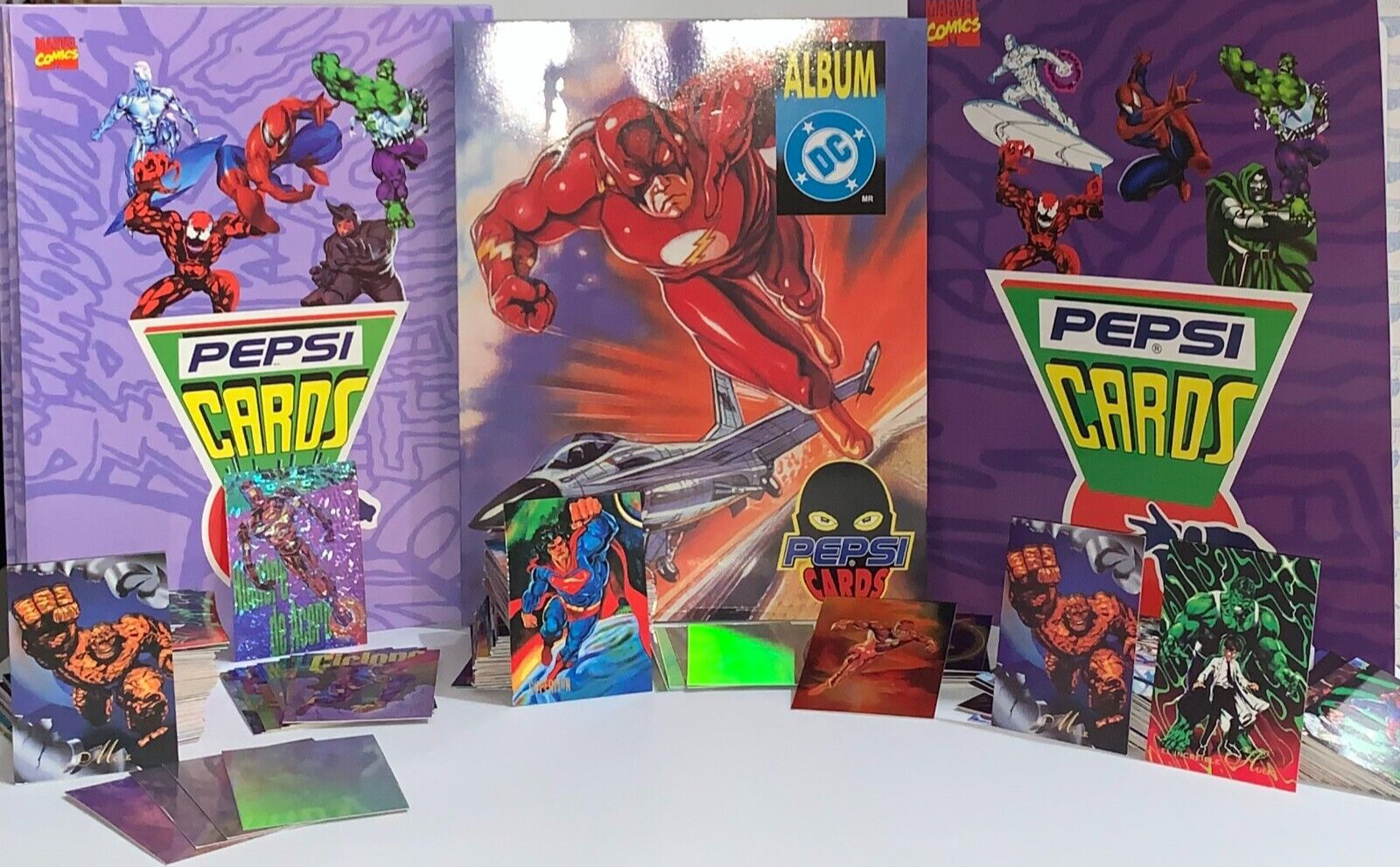 1995 PEPSI CARDS MARVEL + DC FULL SET CARDS REPRINT NEW GUATEMALA/PERU Spanish