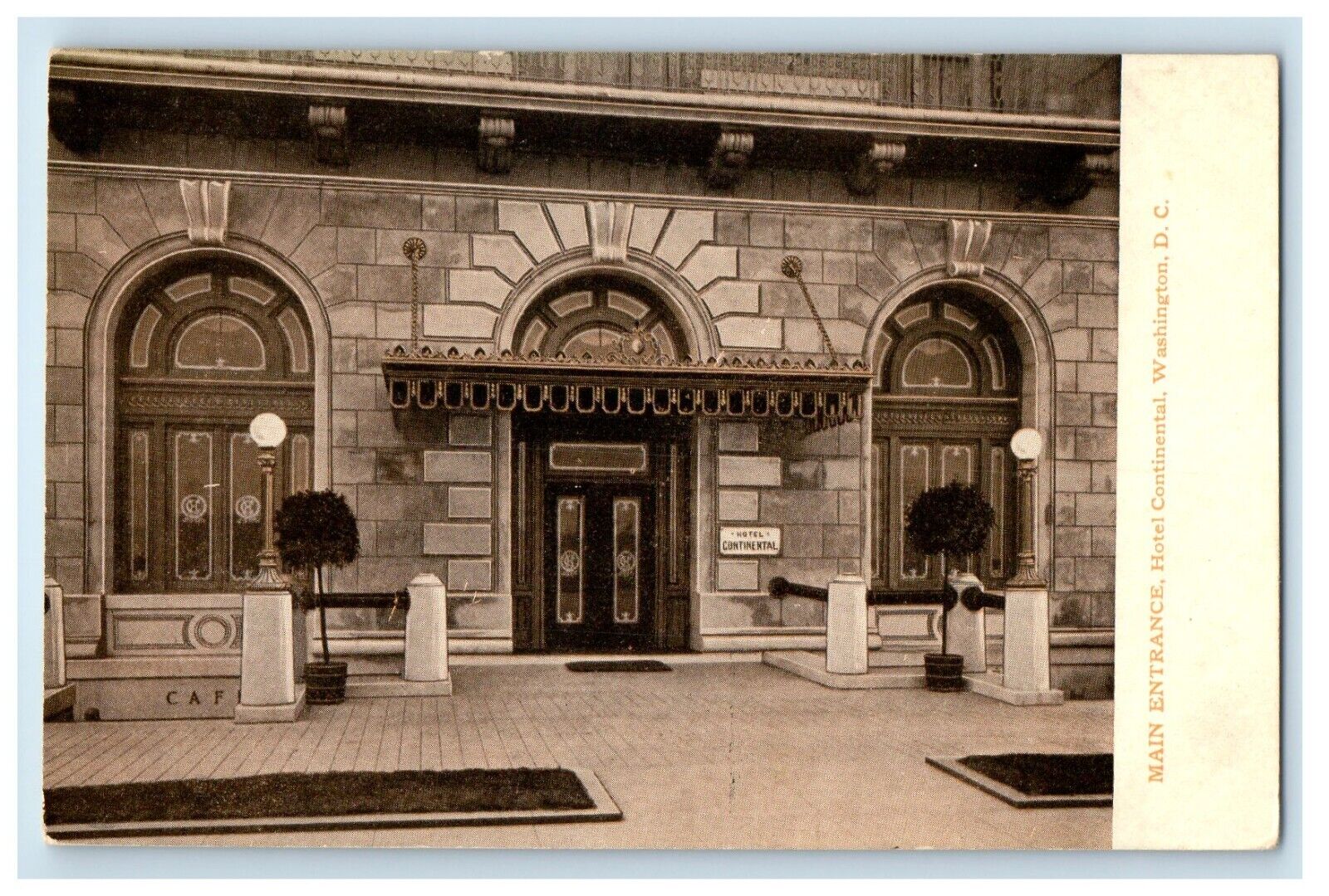 Front View Of Main Entrance Hotel Continental Washington D.C Unposted Postcard