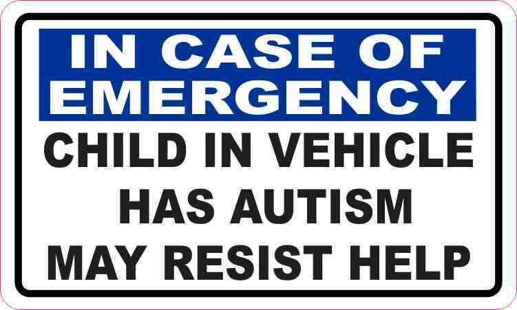5in x 3in Child in Vehicle Has Autism Vinyl Sticker