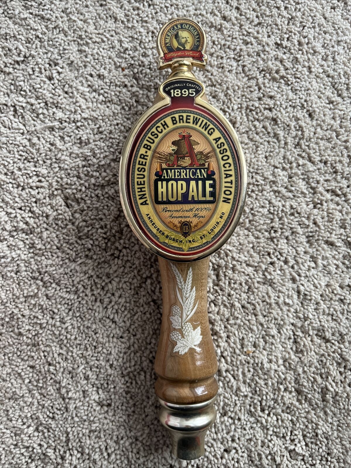 Anheuser Busch 1895 America Hop Ale Beer Tap Handle St.Louis MO American 12”