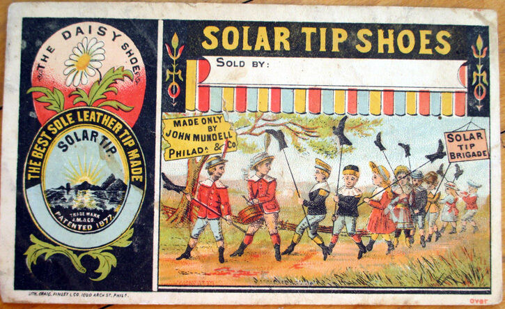 Solar Tip Shoes - Philadelphia, PA 1890 Victorian Trade Card- Children Playing 2