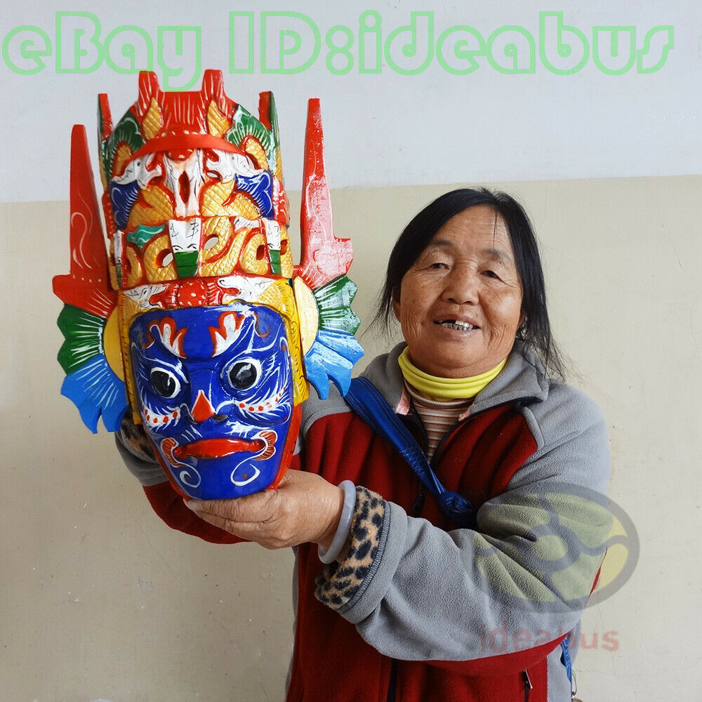 Chinese Folk Art Wood Hand Carved Painted NUO MASK Walldecor - Dixi(local drama)