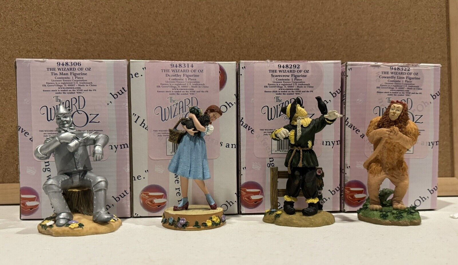 WIZARD OF OZ Set of 4 Figurine By Enesco 1999 Dorothy Scarecrow Tin Man Lion NIB
