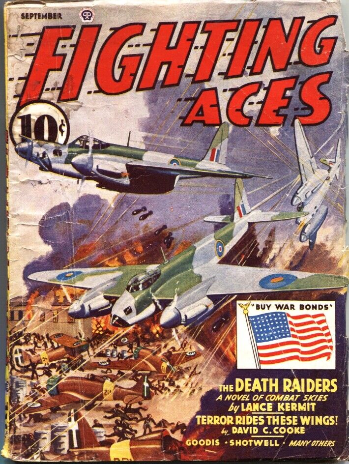 FIGHTING ACES-SEPT 1943-DAVID GOODIS-LANCE KERMIT-WW II PULP FICTION-POPULAR ...