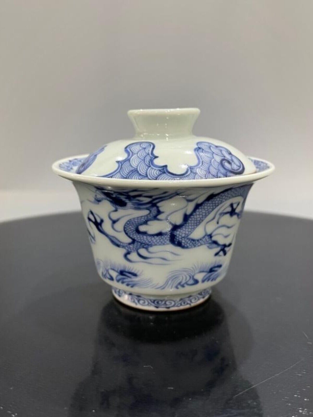 Yuan Qinghua Seawater Dragon Pattern Tea Set Cover Bowl Master Cup