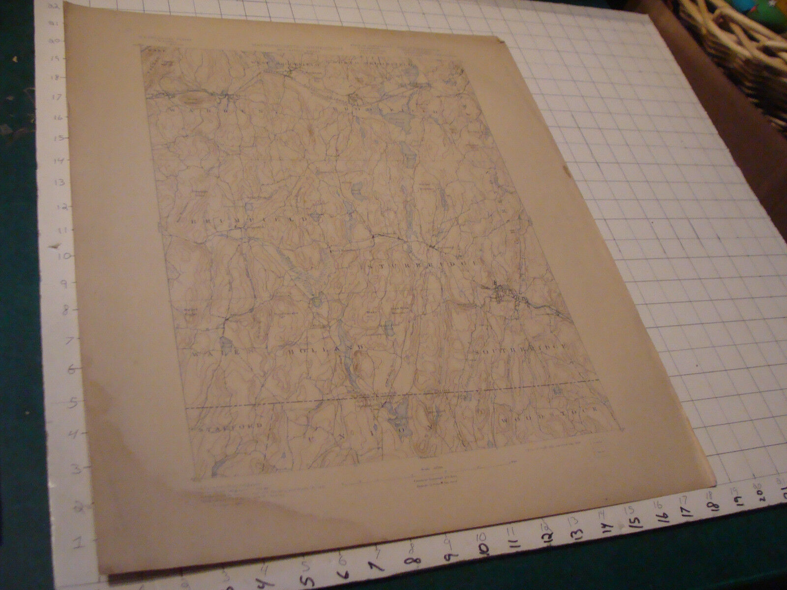 Original Map:1898 Massachusetts-Connecticut BROOKFIELD Sheet, aprox 22 X 18\