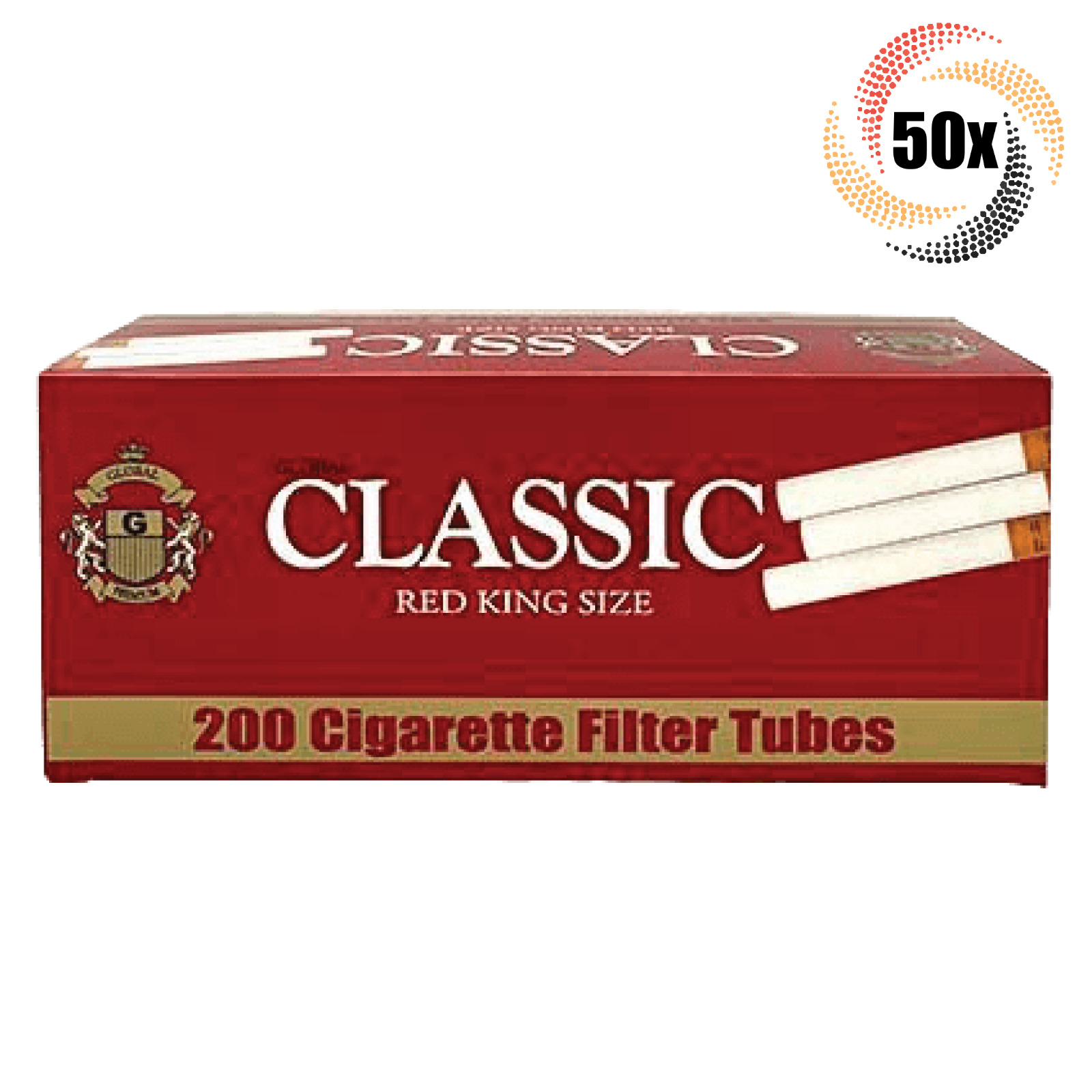50x Boxes Classic Full Flavor KING SIZE ( 10,000 Tubes ) Cigarette Tobacco RYO