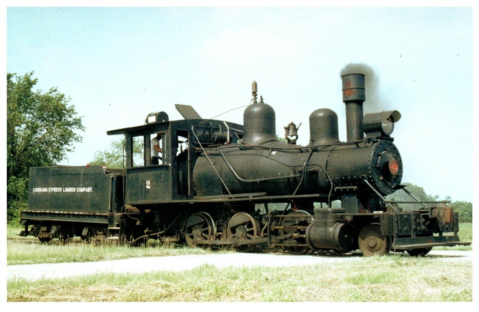 Railroad Train Mogul #2 Louisiana Cypress Lumber Co 2-6-0 in 1960 era View