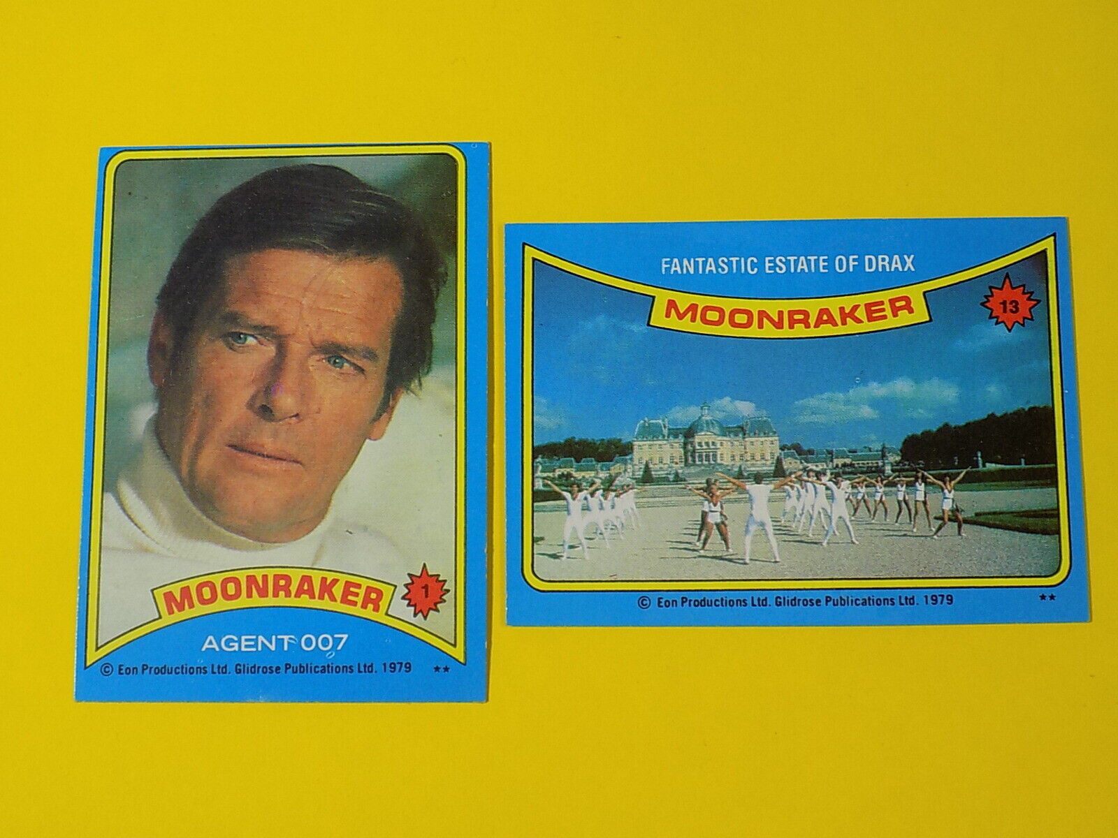 (2) 1979 Topps MOONRAKER James Bond Trading Cards #1 & #13