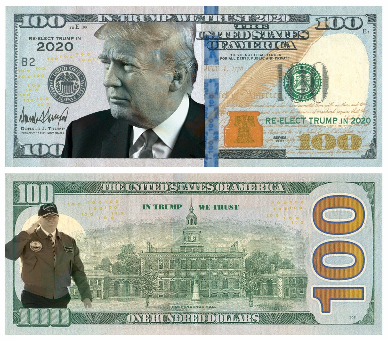 100pk In Trump We Trust  2020 Dollar Bills  MAGA Novelty Funny Money Feels Real
