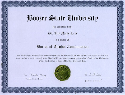 Doctor Alcohol Consumption Novelty Diploma Gag Gift