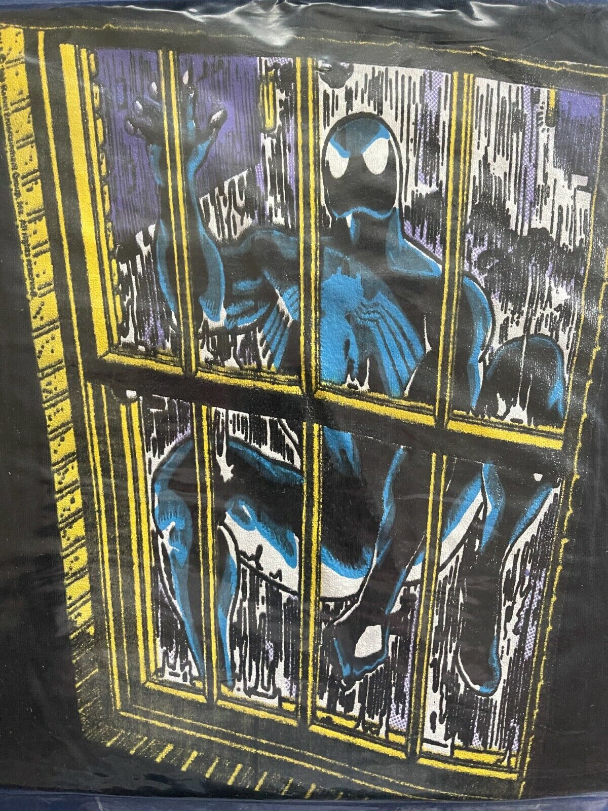 1985 Marvel Comic Images Spider-Man Black Suit Venom Outside Window T-Shirt
