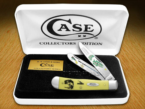 Case xx Trapper Knife Bass Fever Yellow Delrin 1/500 Stainless Pocket Knives