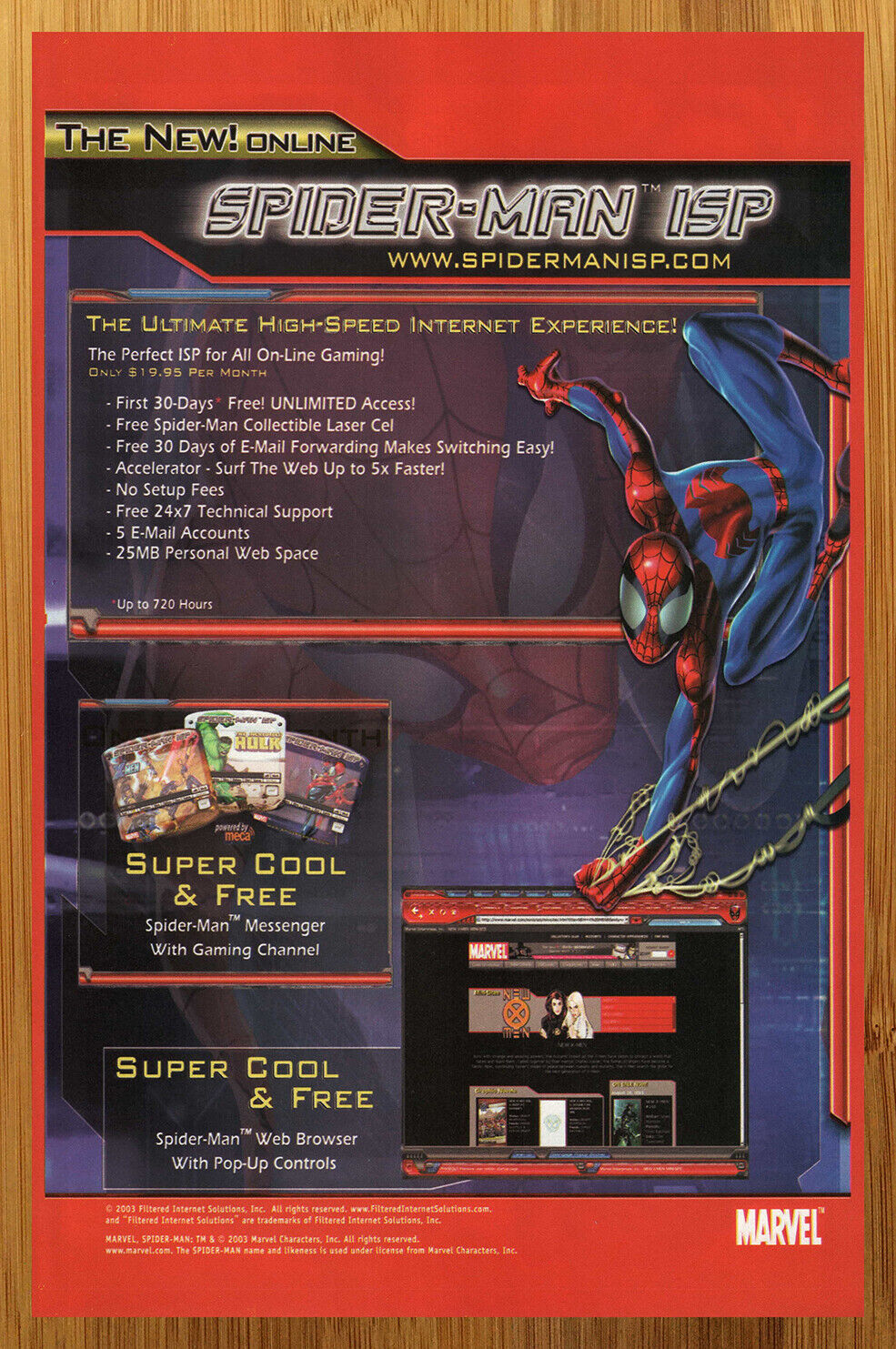 2003 Marvel Spider-Man ISP Internet Service Print Ad/Poster Online Gaming Art