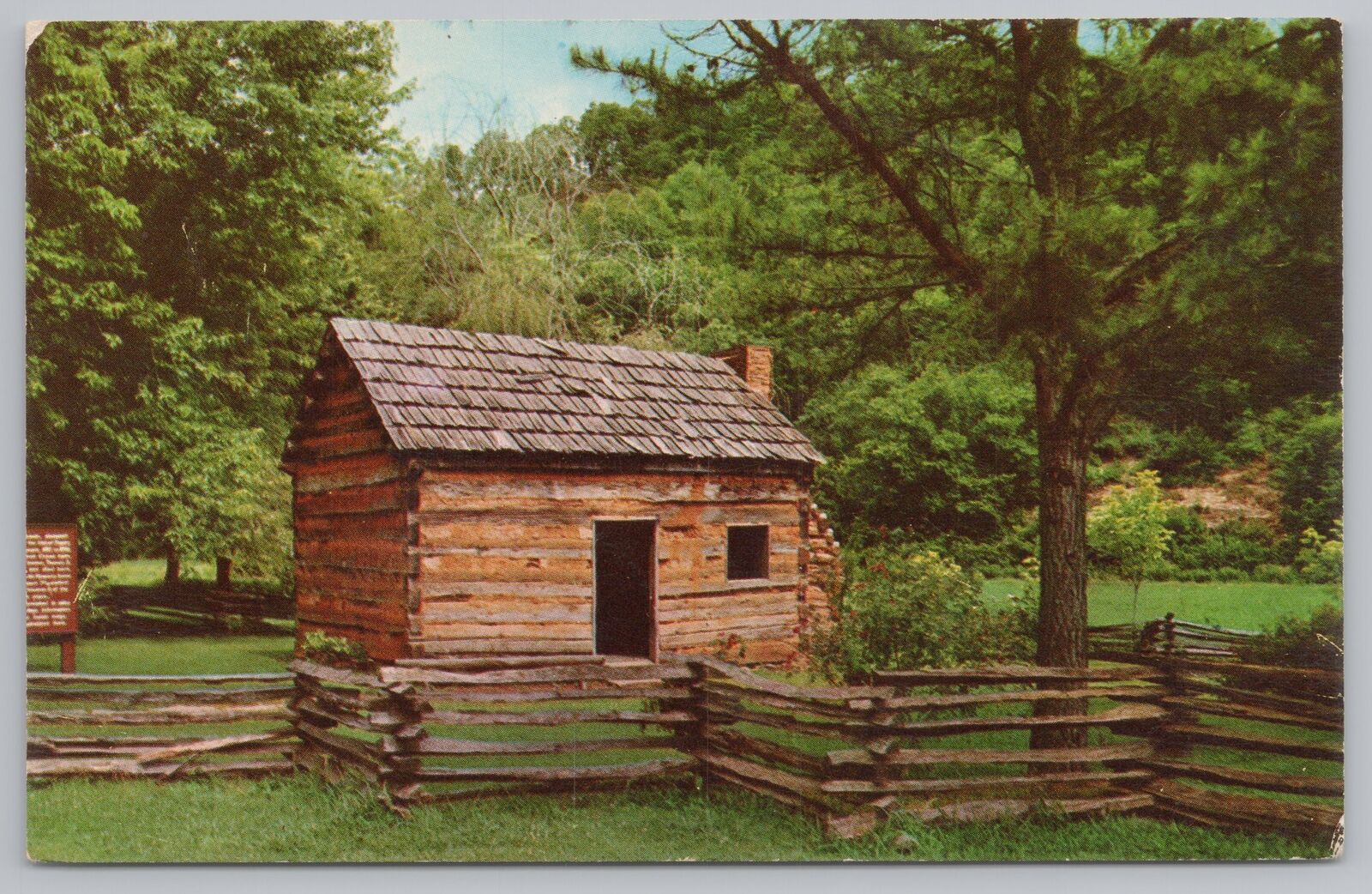 State View~Lincolns Boyhood Home~Knob Creek Farm~Hodgenville KY~Vintage Postcard